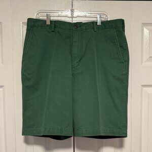 Lands End Green Traditional Fit Shorts Flat Front Legacy Chino Size:38